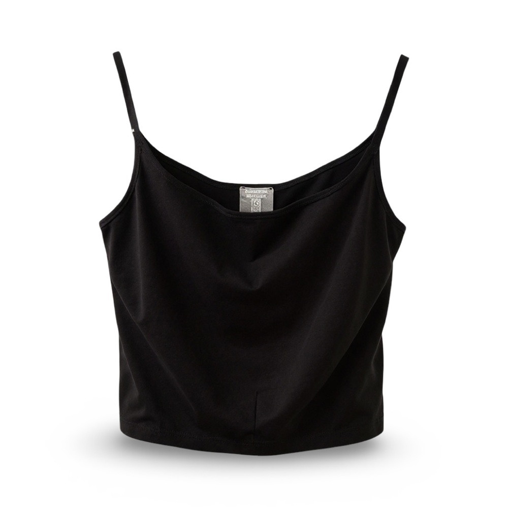 ROBERTA SCARPA black nylon stretch cami with rubber strap detail. VINTAGE ITEM